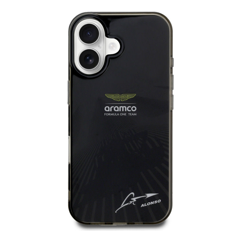 Aston Martin iPhone 16 Backcover hoesje - IML F1 Car - Alonso Signature - Zwart-Hoesjes-Ilumina Benelux