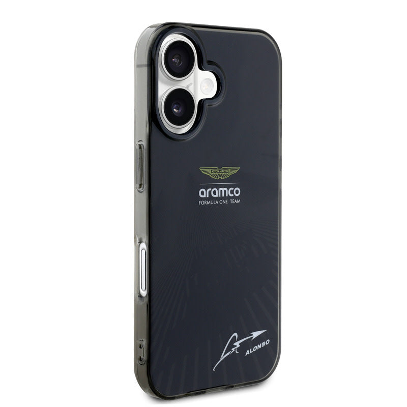 Aston Martin iPhone 16 Backcover hoesje - IML F1 Car - Alonso Signature - Zwart-Hoesjes-Ilumina Benelux