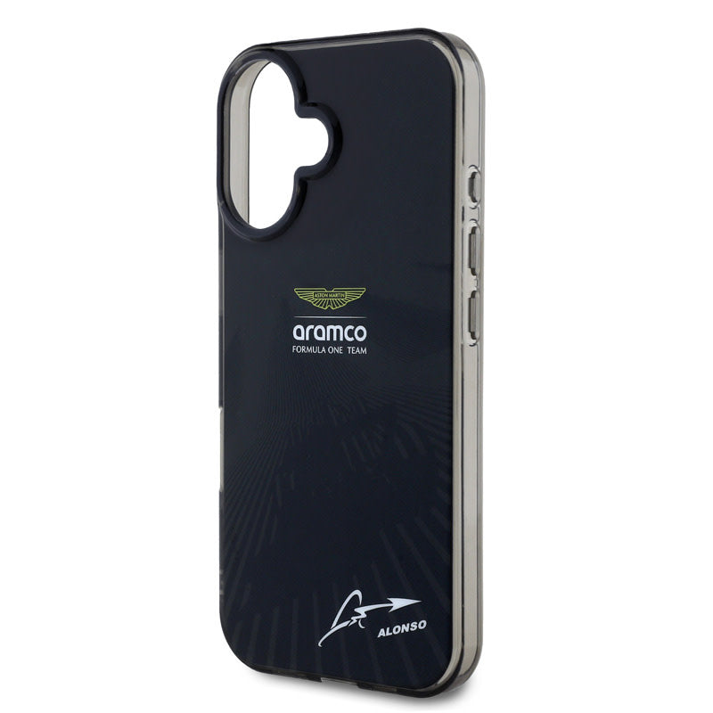 Aston Martin iPhone 16 Backcover hoesje - IML F1 Car - Alonso Signature - Zwart-Hoesjes-Ilumina Benelux