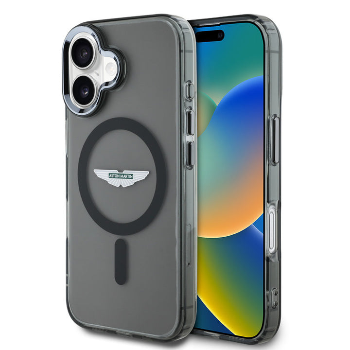 Aston Martin iPhone 16 Backcover hoesje - Magsafe - IML Frosted Effect - Zwart-Hoesjes-Ilumina Benelux