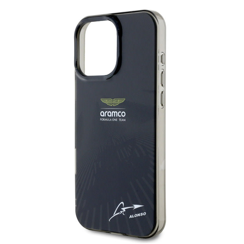 Aston Martin iPhone 16 Pro Backcover hoesje - IML F1 Car - Alonso Signature - Zwart-Hoesjes-Ilumina Benelux