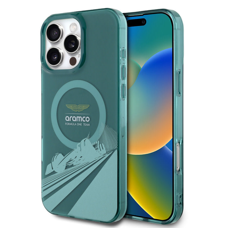 Aston Martin iPhone 16 Pro Backcover hoesje - Magsafe - IML F1 Car - Groen-Hoesjes-Ilumina Benelux