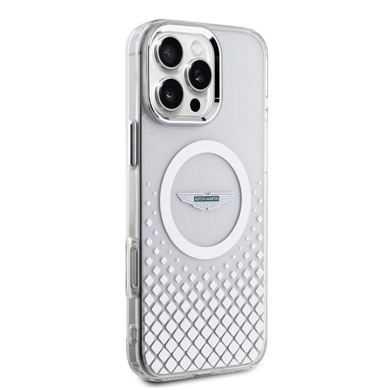 Aston Martin iPhone 16 Pro Backcover hoesje - Magsafe - IML Metal Gradient Squares - Transparant-Hoesjes-Ilumina Benelux