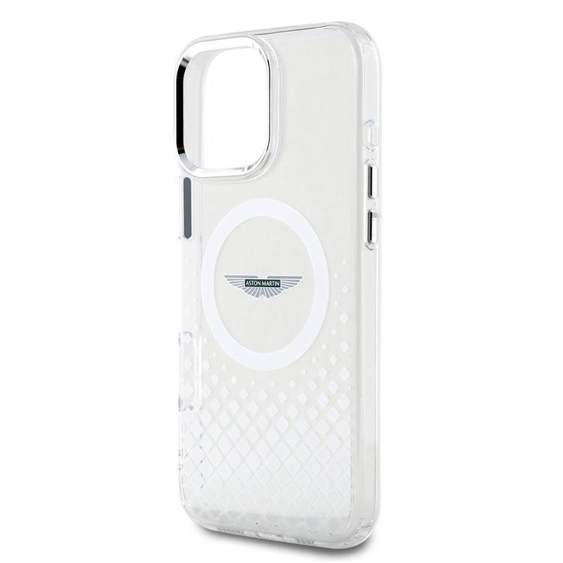 Aston Martin iPhone 16 Pro Backcover hoesje - Magsafe - IML Metal Gradient Squares - Transparant-Hoesjes-Ilumina Benelux