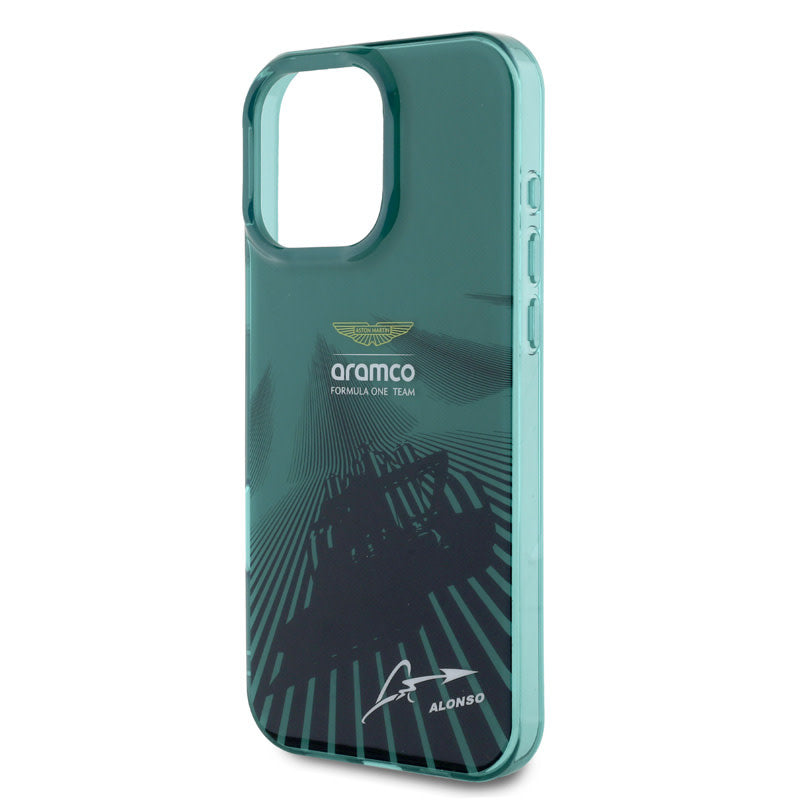 Aston Martin iPhone 16 Pro Max Backcover hoesje - IML F1 Car - Alonso Signature - Groen-Hoesjes-Ilumina Benelux