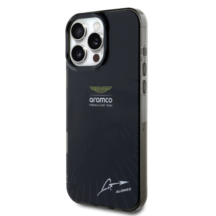 Aston Martin iPhone 16 Pro Max Backcover hoesje - IML F1 Car - Alonso Signature - Zwart-Hoesjes-Ilumina Benelux