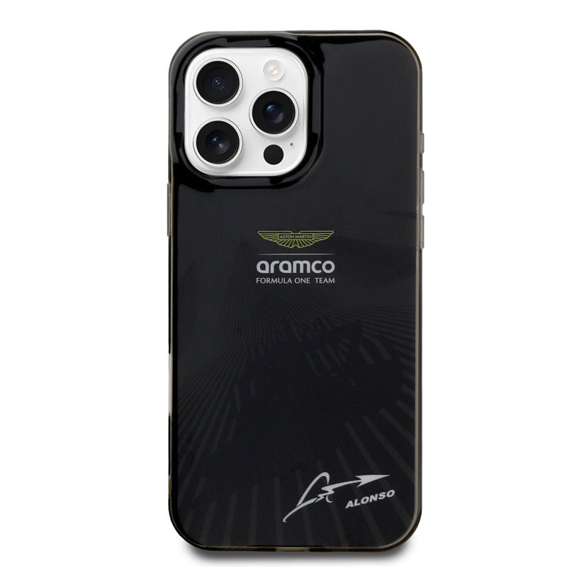 Aston Martin iPhone 16 Pro Max Backcover hoesje - IML F1 Car - Alonso Signature - Zwart-Hoesjes-Ilumina Benelux