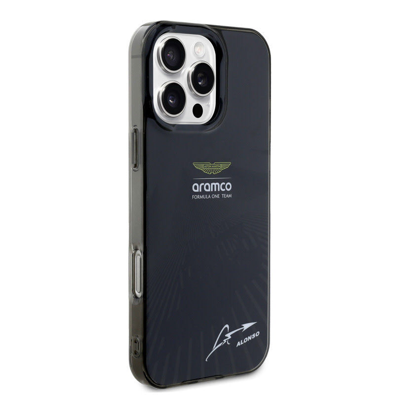 Aston Martin iPhone 16 Pro Max Backcover hoesje - IML F1 Car - Alonso Signature - Zwart-Hoesjes-Ilumina Benelux