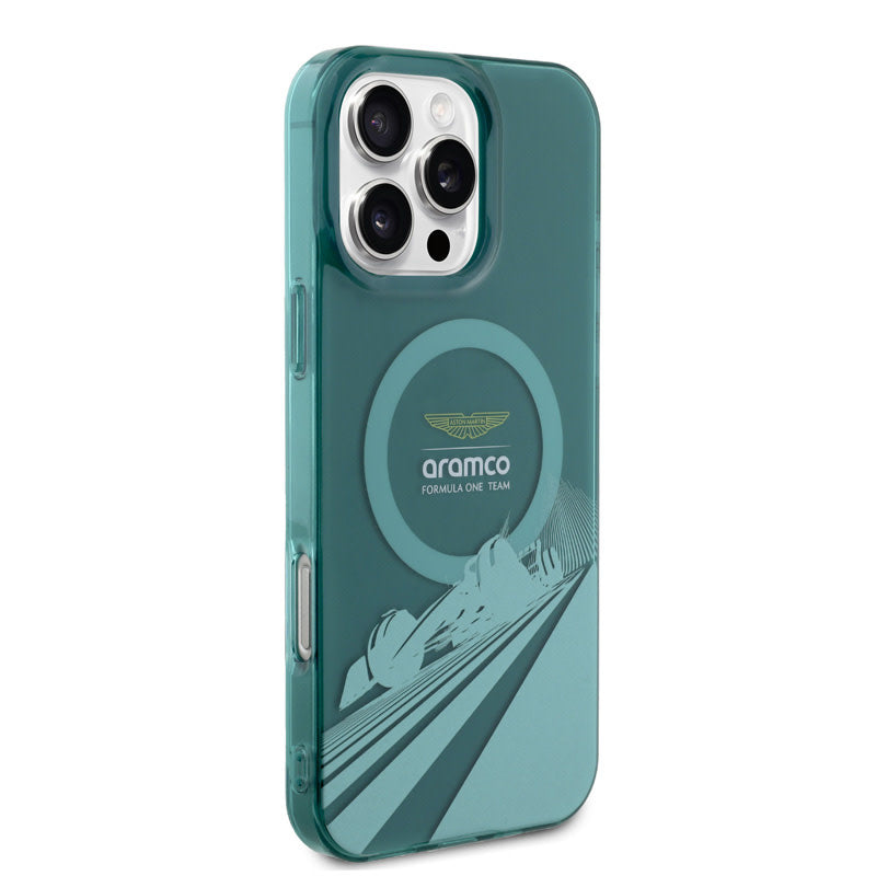 Aston Martin iPhone 16 Pro Max Backcover hoesje - Magsafe - IML F1 Car - Groen-Hoesjes-Ilumina Benelux