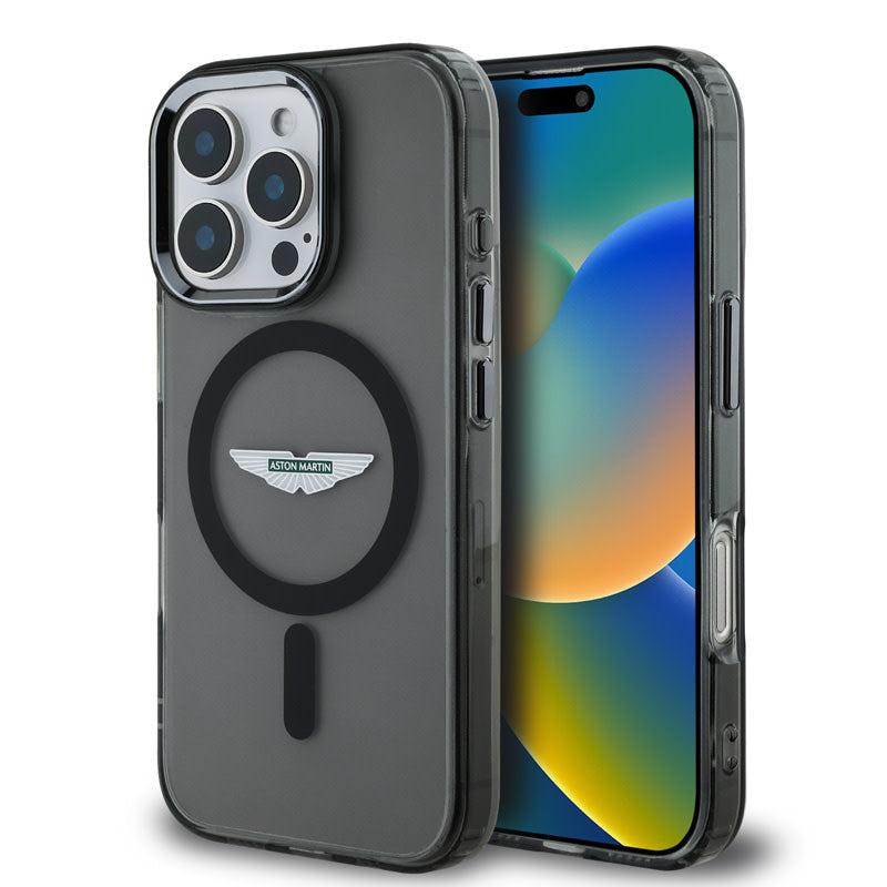 Aston Martin iPhone 16 Pro Max Backcover hoesje - Magsafe - IML Frosted Effect - Zwart-Hoesjes-Ilumina Benelux