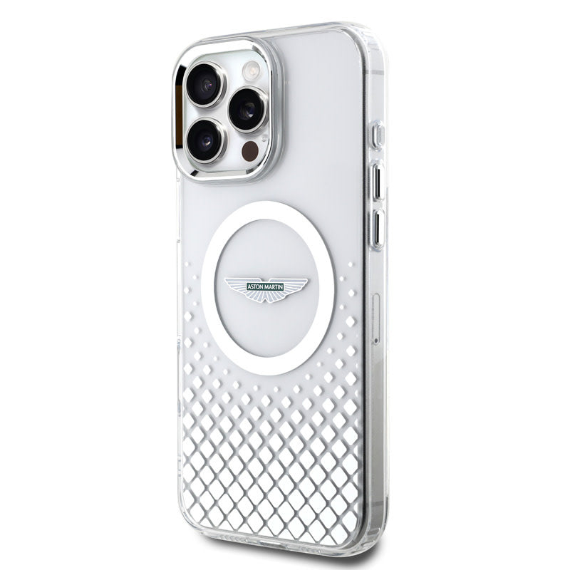 Aston Martin iPhone 16 Pro Max Backcover hoesje - Magsafe - IML Metal Gradient Squares - Transparant-Hoesjes-Ilumina Benelux