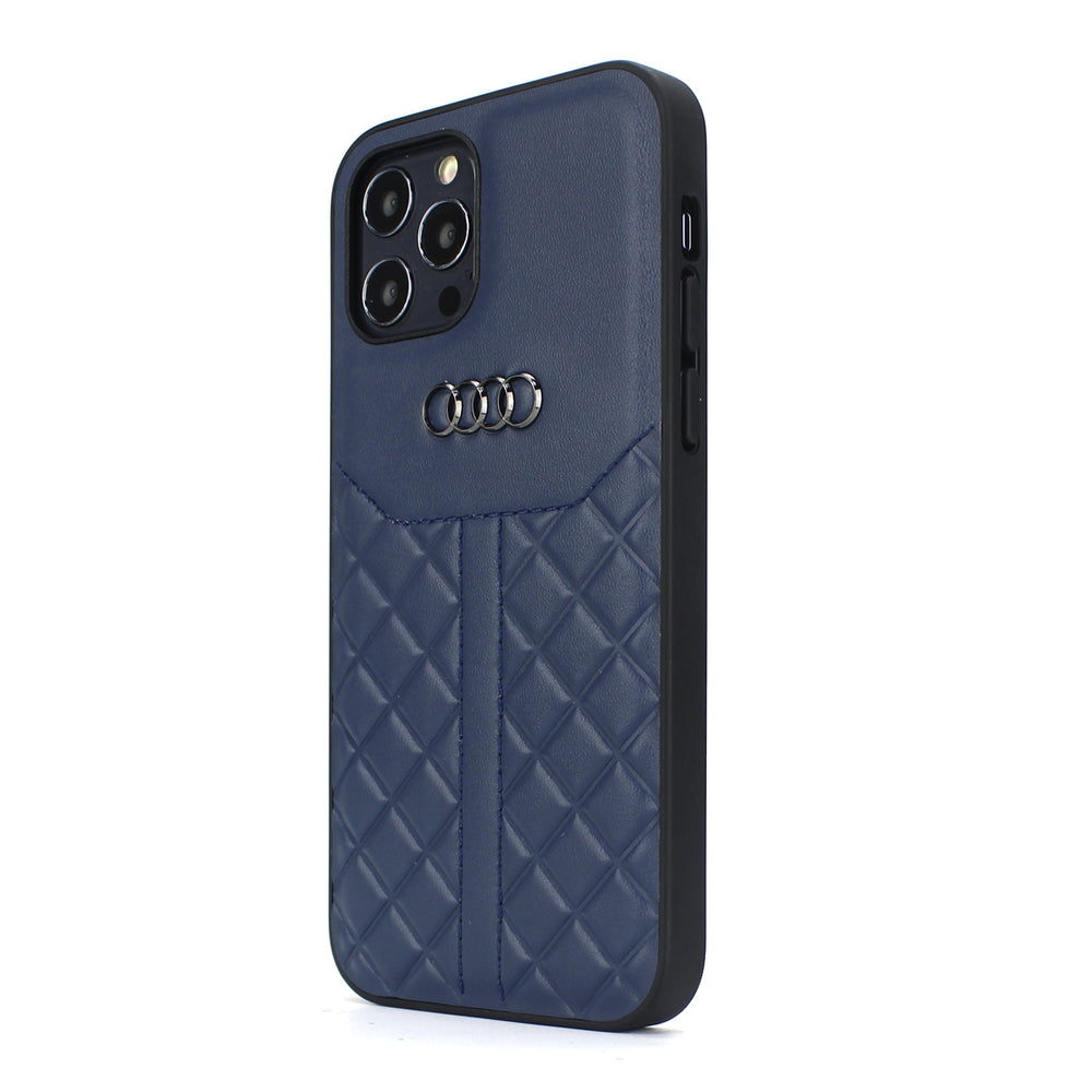 Audi Apple iPhone 12 Mini Blauw Backcover hoesje Q8 Serie - Genuine Leather-Hoesjes-Ilumina Benelux