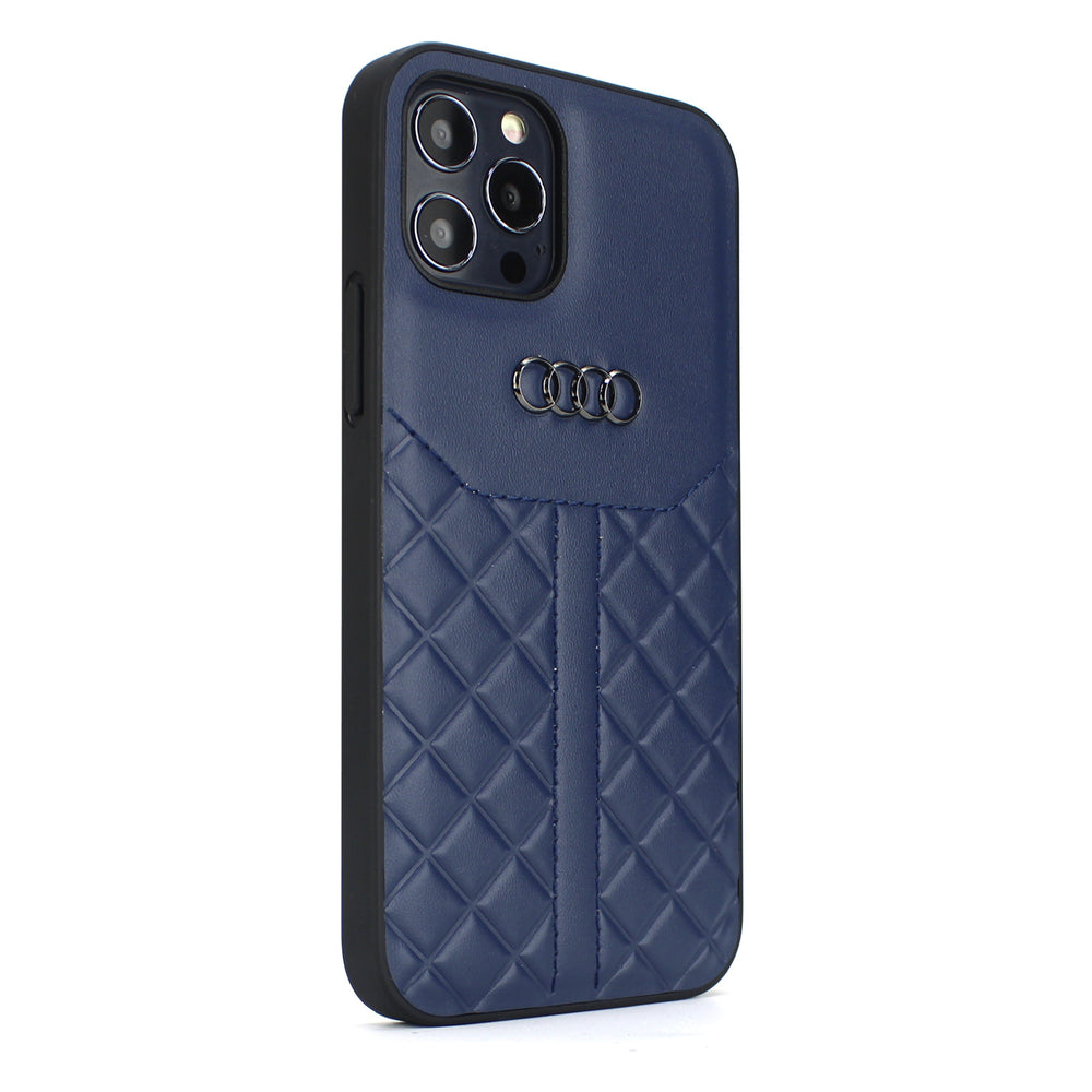 Audi Apple iPhone 12 Mini Blauw Backcover hoesje Q8 Serie - Genuine Leather-Hoesjes-Ilumina Benelux