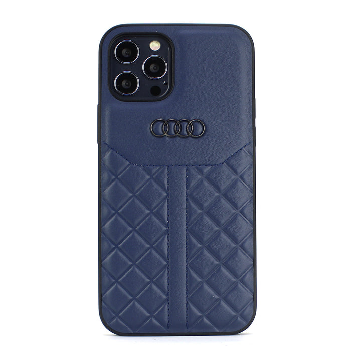 Audi Apple iPhone 12 Mini Blauw Backcover hoesje Q8 Serie - Genuine Leather-Hoesjes-Ilumina Benelux