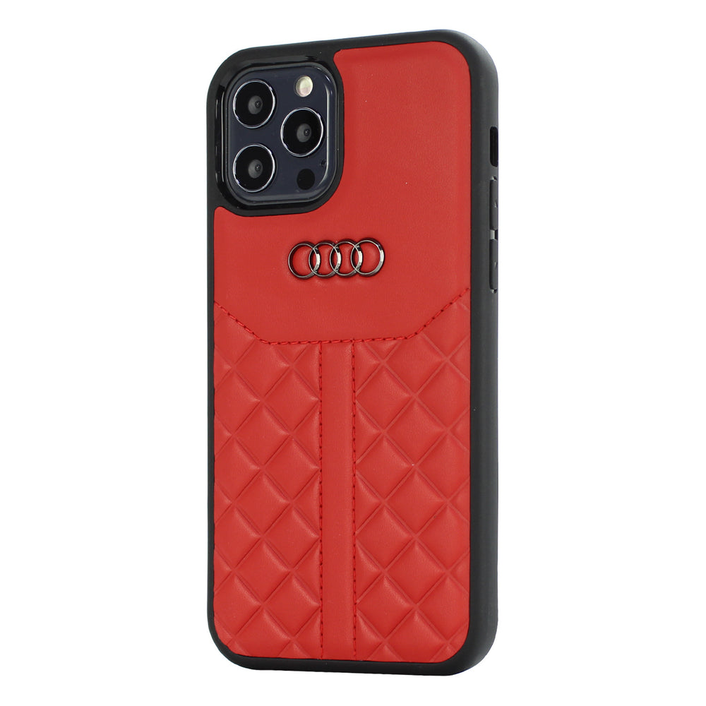 Audi Apple iPhone 12 Mini Rood Backcover hoesje Q8 Serie - Genuine Leather-Hoesjes-Ilumina Benelux
