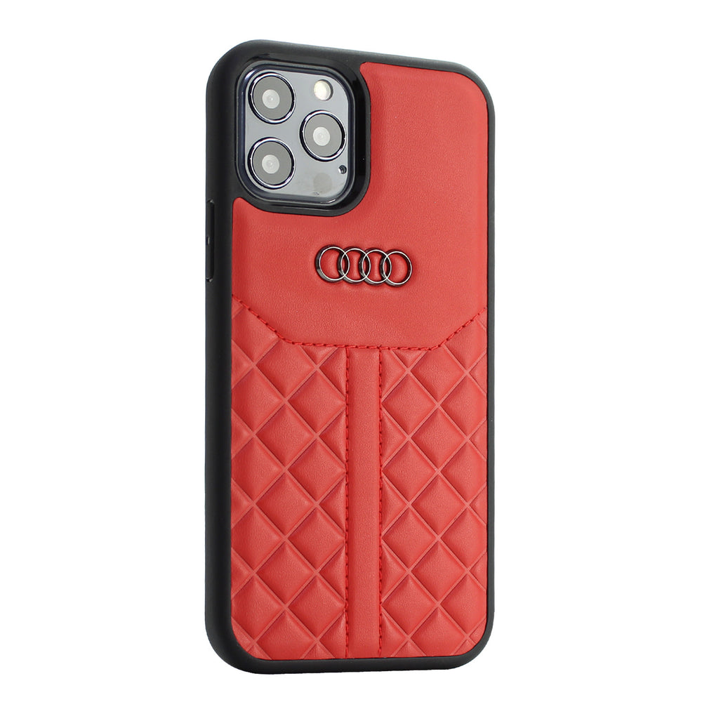 Audi Apple iPhone 12 Mini Rood Backcover hoesje Q8 Serie - Genuine Leather-Hoesjes-Ilumina Benelux