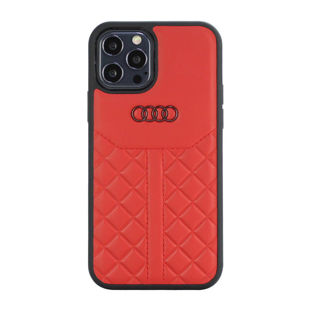 Audi Apple iPhone 12 Mini Rood Backcover hoesje Q8 Serie - Genuine Leather-Hoesjes-Ilumina Benelux