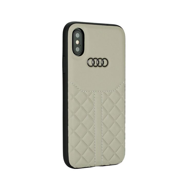 Audi backcover hoesje Q8 Serie Apple iPhone Xs Max Beige - Genuine Leather - Echt leer-Hoesjes-Ilumina Benelux