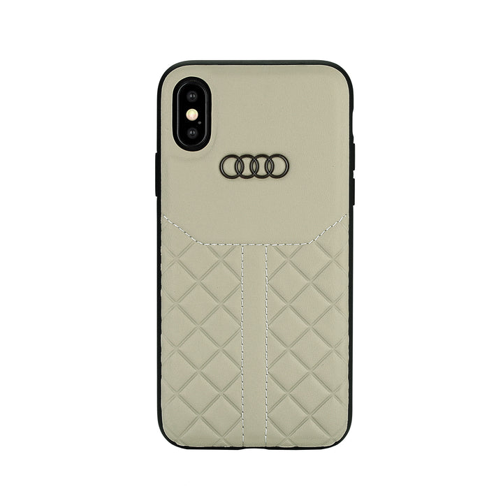 Audi backcover hoesje Q8 Serie Apple iPhone Xs Max Beige - Genuine Leather - Echt leer-Hoesjes-Ilumina Benelux