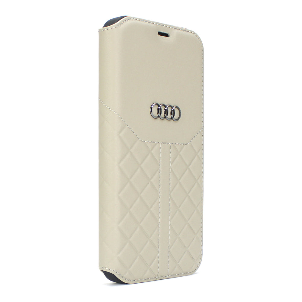 Audi hoesje - Beige - iPhone 12 - 12 Pro - Book Case - Q8 Serie - Genuine Leather-Hoesjes-Ilumina Benelux