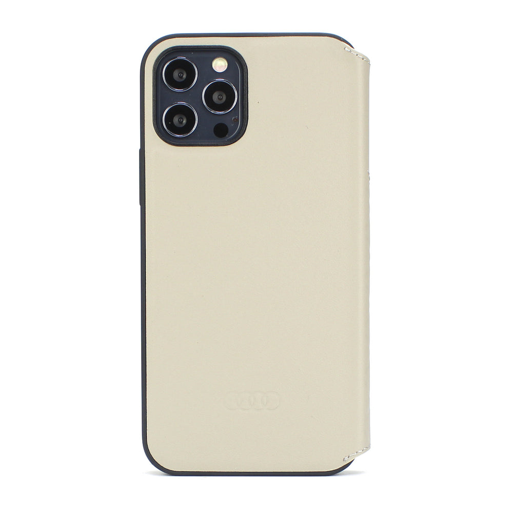 Audi hoesje - Beige - iPhone 12 - 12 Pro - Book Case - Q8 Serie - Genuine Leather-Hoesjes-Ilumina Benelux