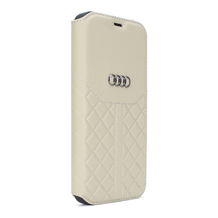 Audi hoesje - Beige - iPhone 12 Mini - Book Case - Q8 Serie - Genuine Leather-Hoesjes-Ilumina Benelux