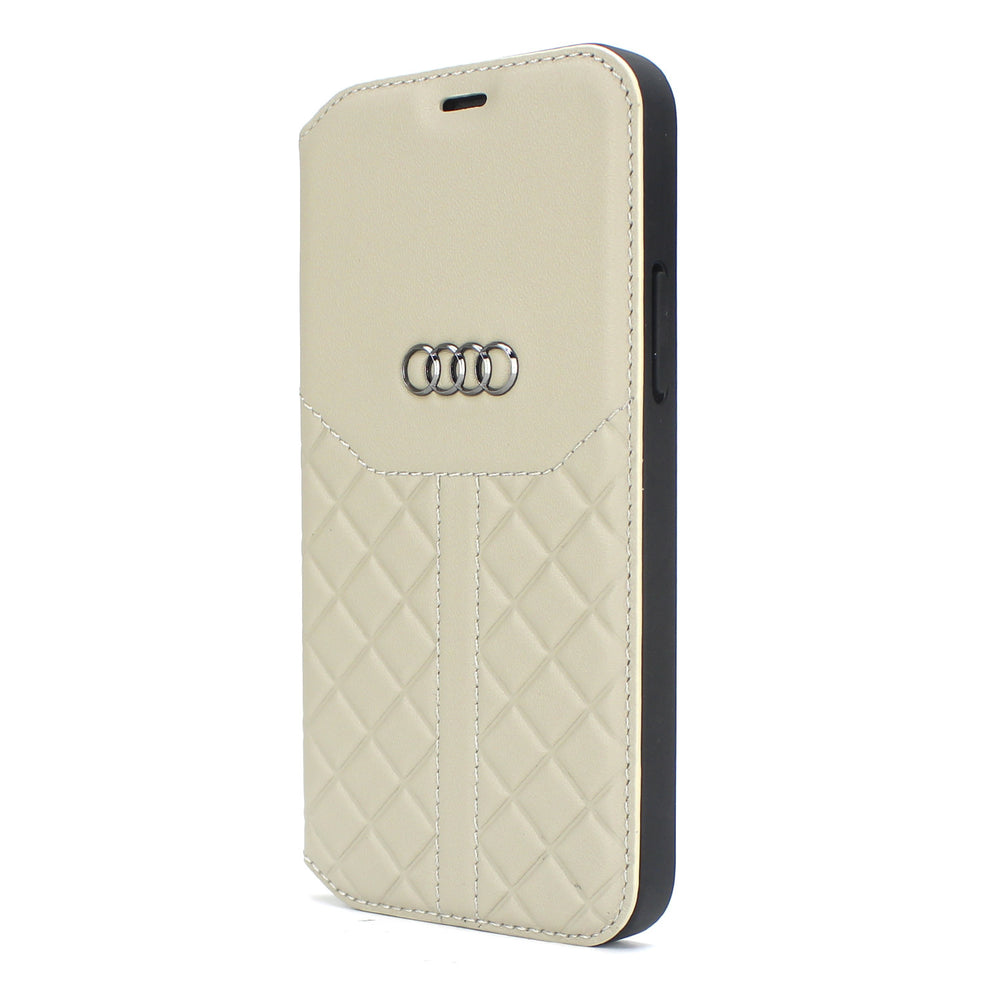 Audi hoesje - Beige - iPhone 12 Pro Max - Book Case - Q8 Serie - Genuine Leather-Hoesjes-Ilumina Benelux