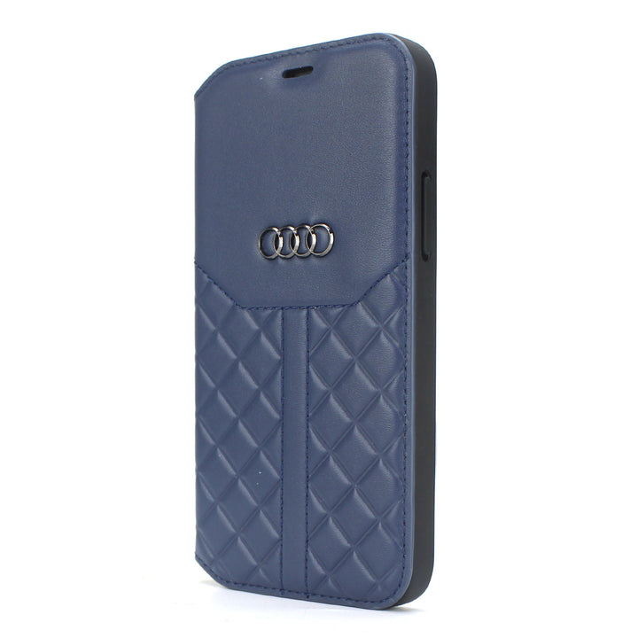 Audi hoesje - Blauw - iPhone 12 Pro Max - Book Case - Q8 Serie - Genuine Leather-Hoesjes-Ilumina Benelux
