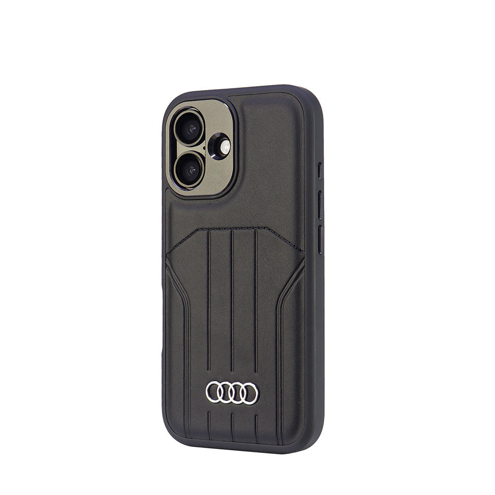 Audi iPhone 16 Backcover hoesje synthetic leather - magsafe - Zwart-Hoesjes-Ilumina Benelux