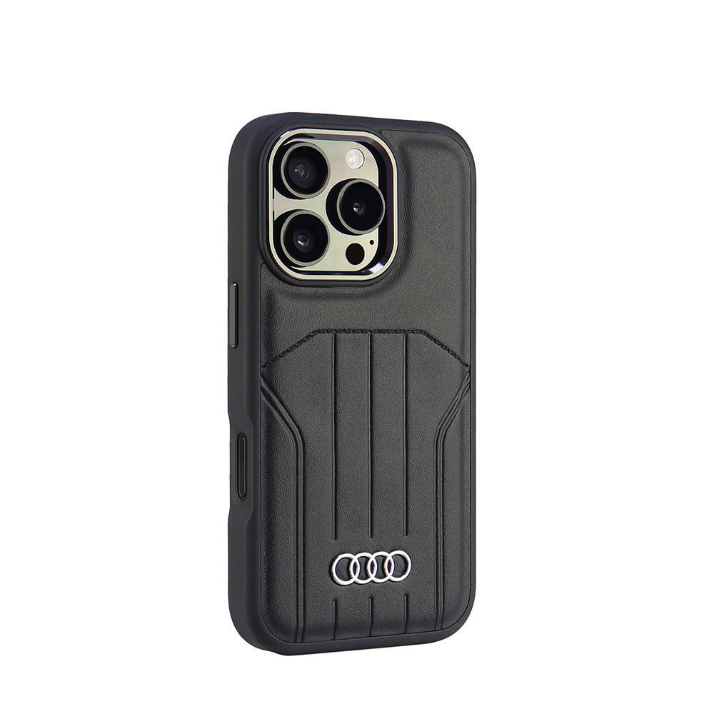 Audi iPhone 16 Pro Backcover hoesje synthetic leather - magsafe - Zwart-Hoesjes-Ilumina Benelux