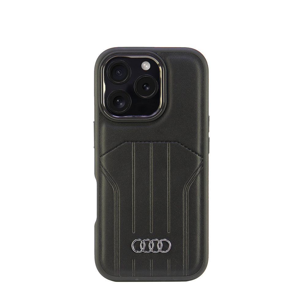 Audi iPhone 16 Pro Backcover hoesje synthetic leather - magsafe - Zwart-Hoesjes-Ilumina Benelux