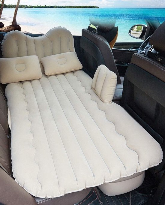 Auto luchtbed – Opblaasbaar achterbank matras – Incl. kussens – Ideaal voor reizen & camping – Grijs-Luchtbed (camping)-Ilumina Benelux