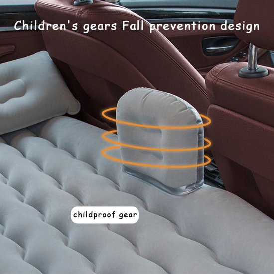 Auto luchtbed – Opblaasbaar achterbank matras – Incl. kussens – Ideaal voor reizen & camping – Grijs-Luchtbed (camping)-Ilumina Benelux