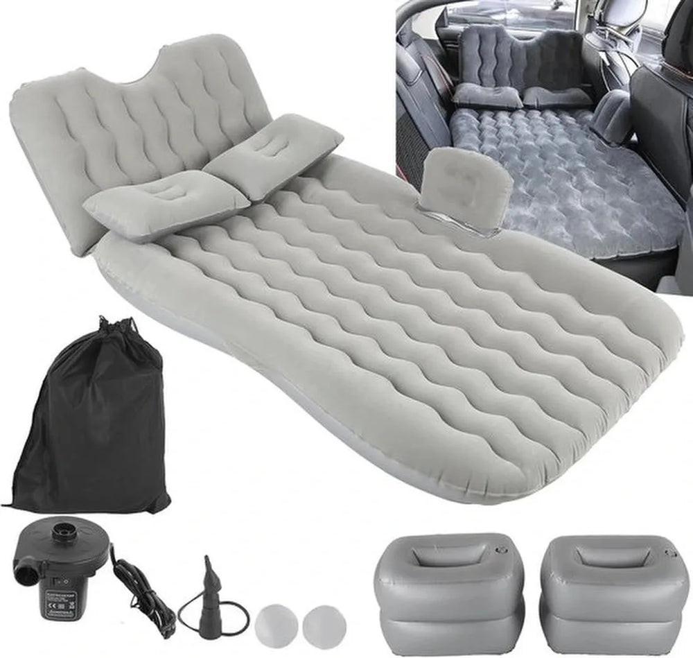 Auto luchtbed – Opblaasbaar achterbank matras – Incl. kussens – Ideaal voor reizen & camping – Grijs-Luchtbed (camping)-Ilumina Benelux