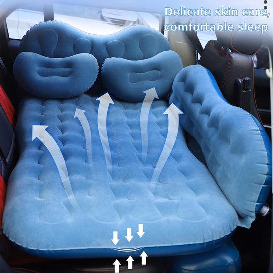 Auto luchtbed achterbank – Opblaasbaar reisbed – Vochtbestendig – 135x88x36 cm – Grijs-Campingbedje-Ilumina Benelux
