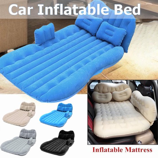 Auto luchtbed achterbank – Opblaasbaar reisbed – Vochtbestendig – 135x88x36 cm – Grijs-Campingbedje-Ilumina Benelux