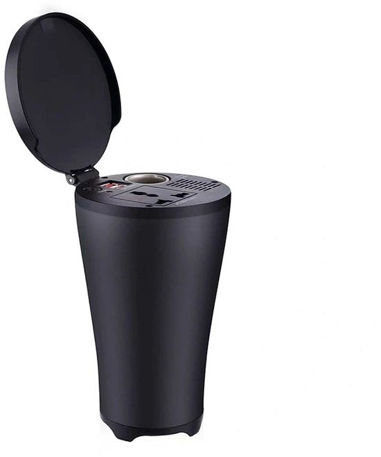 Auto omvormer – Bekerhouder 150W 12V naar 220V – Stopcontact – 2x USB 4.8A – Sigarettenaansteker – Zwart-Ilumina Benelux