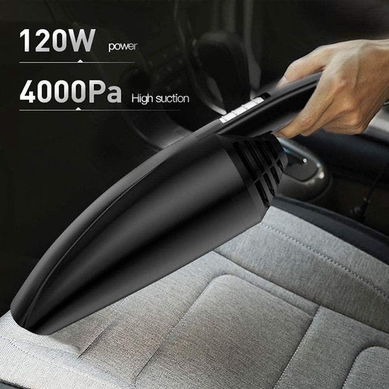 Auto stofzuiger – 4-in-1 mini handstofzuiger 120W – Nat & Droog 12V – Stil – 5m snoer – Accessoires – Zwart-Kruimelzuiger-Ilumina Benelux