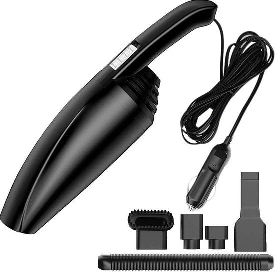 Auto stofzuiger – 4-in-1 mini handstofzuiger 120W – Nat & Droog 12V – Stil – 5m snoer – Accessoires – Zwart-Kruimelzuiger-Ilumina Benelux