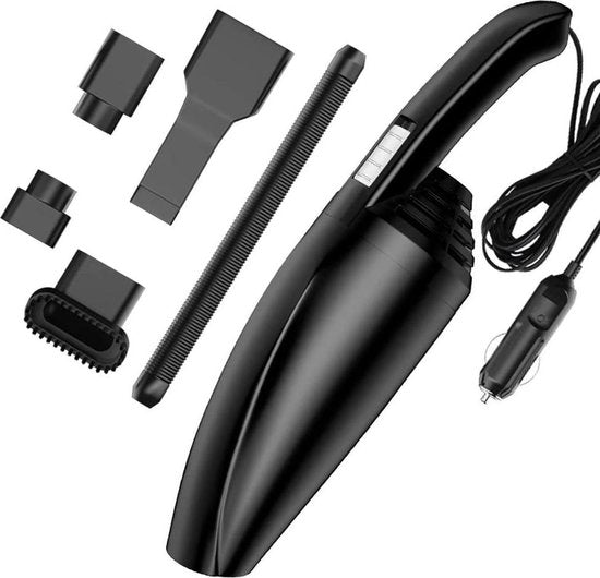Auto stofzuiger – 4-in-1 mini handstofzuiger 120W – Nat & Droog 12V – Stil – 5m snoer – Accessoires – Zwart-Kruimelzuiger-Ilumina Benelux