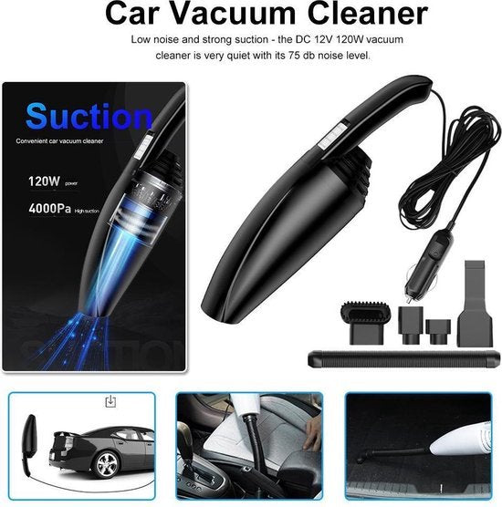 Auto stofzuiger – Draadloos nat & droog – Handstofzuiger kruimelzuiger – Compact – Zwart-Kruimelzuiger-Ilumina Benelux