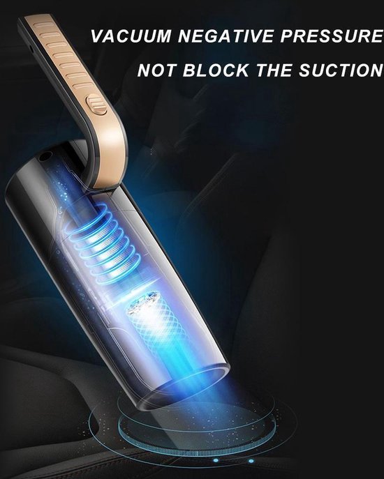 Auto stofzuiger – Draadloze kruimeldief nat & droog – 7000Pa zuigkracht – 120W – Incl. opzetstukken – Zwart-Kruimelzuiger-Ilumina Benelux