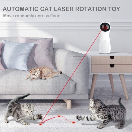 Automatisch kattenspeelgoed laser – 5 cirkelbereiken – 3 standen – USB oplaadbaar – Binnen – Wit-Speelgoed voor dieren-Ilumina Benelux