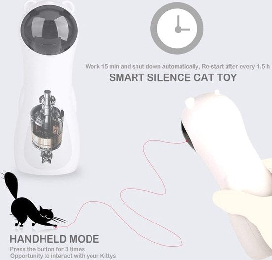 Automatisch kattenspeelgoed laser – 5 cirkelbereiken – 3 standen – USB oplaadbaar – Binnen – Wit-Speelgoed voor dieren-Ilumina Benelux
