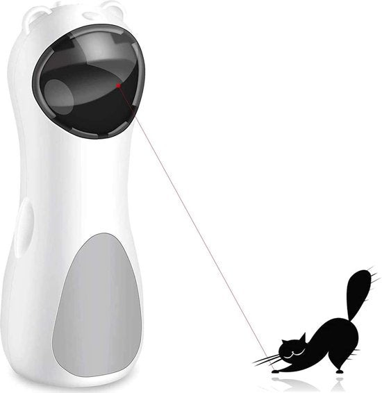 Automatisch kattenspeelgoed laser – 5 cirkelbereiken – 3 standen – USB oplaadbaar – Binnen – Wit-Speelgoed voor dieren-Ilumina Benelux