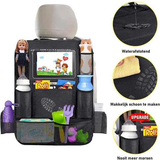 Autostoel organizer – Met tablethouder – Set van 2 – Waterafstotend Oxford materiaal – Zwart-Ilumina Benelux