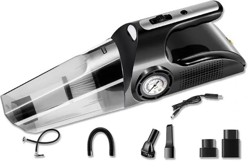 Autostofzuiger auto – 4-in-1 handstofzuiger 8000Pa – Compressor & bandenspanningsmeter – Nat/Droog 12V 120W – LED-lamp-Kruimelzuiger-Ilumina Benelux