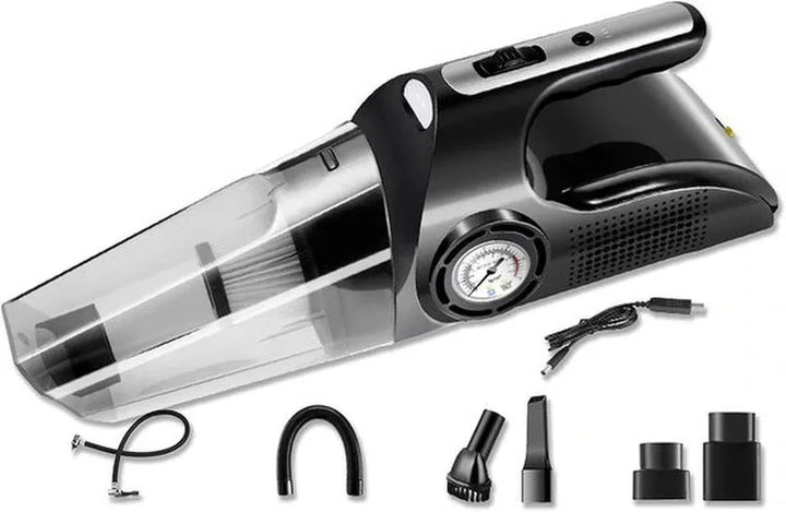 Autostofzuiger auto – 4-in-1 handstofzuiger 8000Pa – Compressor & bandenspanningsmeter – Nat/Droog 12V 120W – LED-lamp-Kruimelzuiger-Ilumina Benelux