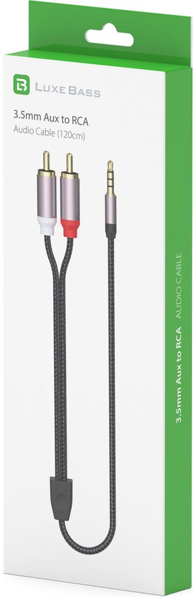 Aux naar Tulp Kabel – 3.5mm Jack naar 2x RCA Male – Subwoofer/Audio – 1.8 Meter – Zwart-Ilumina Benelux