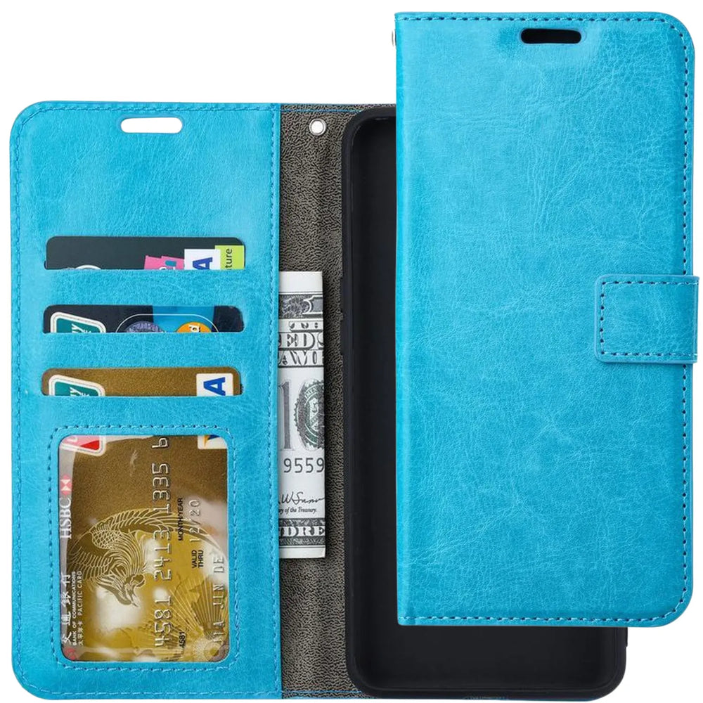 iPhone X/XS Hoesjes – Portemonnee Bookcase – Pasjeshouder – 2x Gehard Glas Screenprotector – Turquoise-Ilumina Benelux